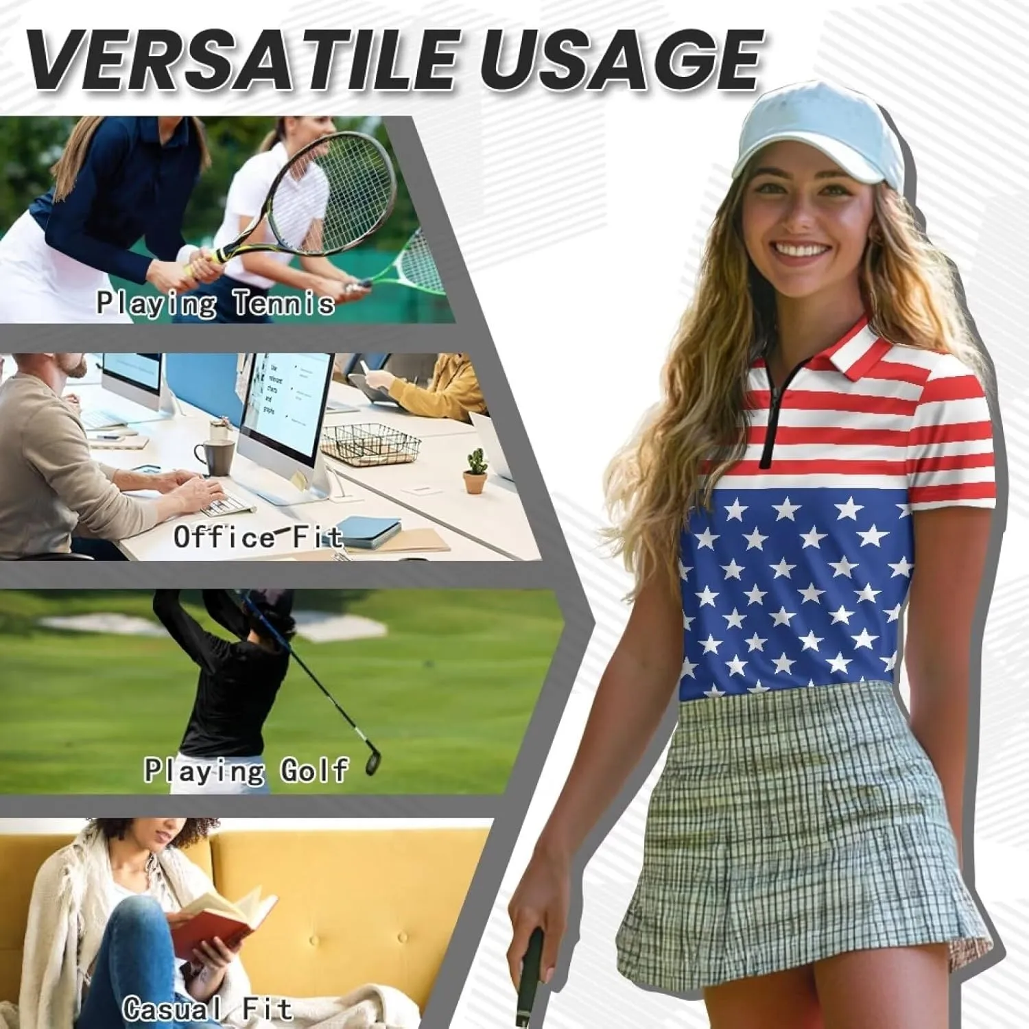 Suobstales Women Short Sleeve Golf Shirt Moisture Wicking Golf Polo Shirts Athletic Tennis Shirts Casual Outfits Workout Tops