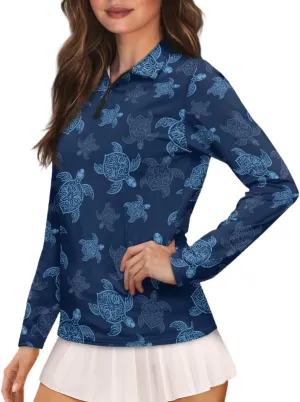 Suobstales Women's Polo Shirt Long Sleeve Golf Shirts Quick Dry T Shirts UPF 50  Athletic Casual Tennis Shirts Tops for Women