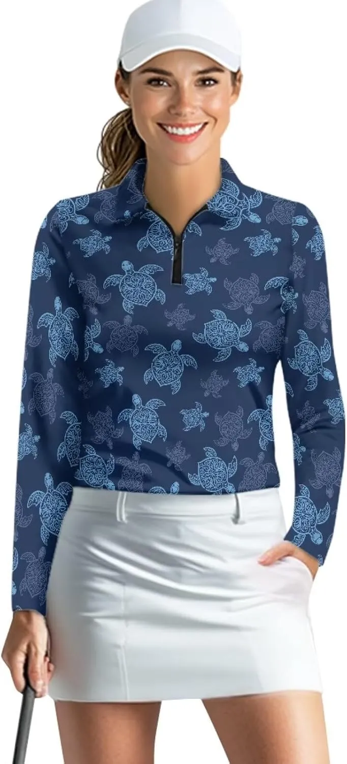 Suobstales Women's Polo Shirt Long Sleeve Golf Shirts Quick Dry T Shirts UPF 50  Athletic Casual Tennis Shirts Tops for Women