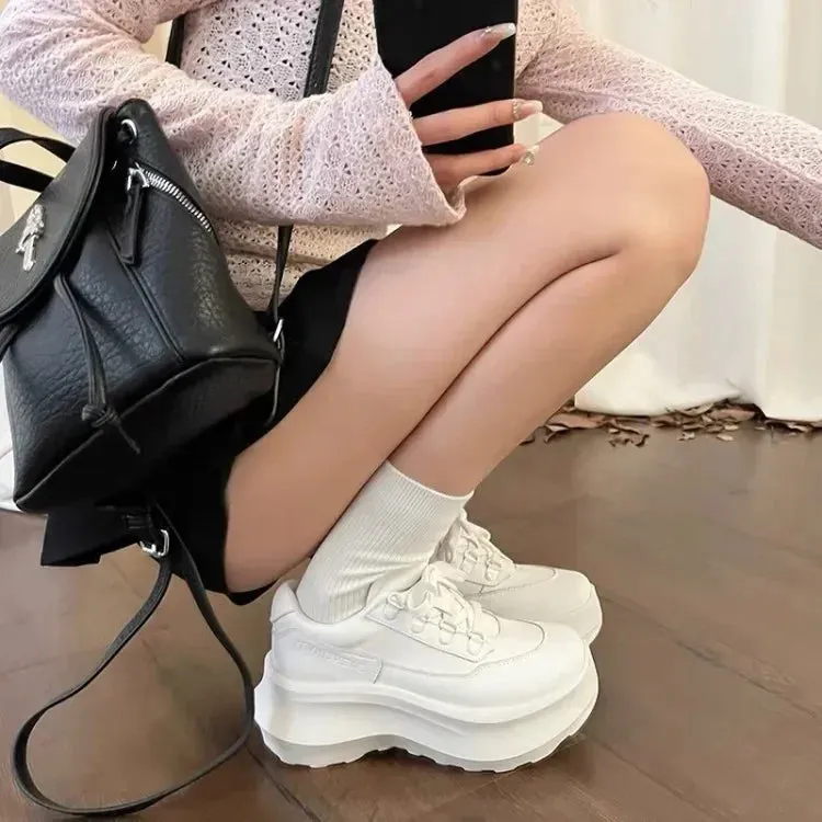 Wjczt Genuine leather thick soled sports spring breathable casual versatile small white shoes fashionable versatile high quality