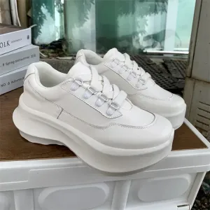 Wjczt Genuine leather thick soled sports spring breathable casual versatile small white shoes fashionable versatile high quality