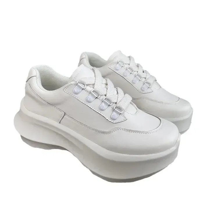 Wjczt Genuine leather thick soled sports spring breathable casual versatile small white shoes fashionable versatile high quality
