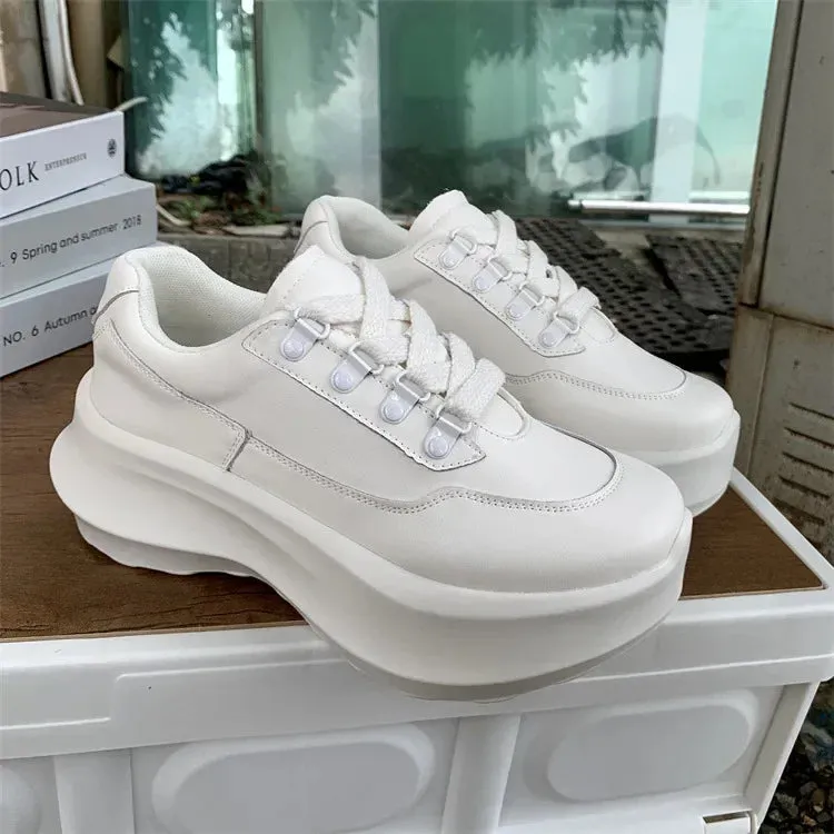 Wjczt Genuine leather thick soled sports spring breathable casual versatile small white shoes fashionable versatile high quality