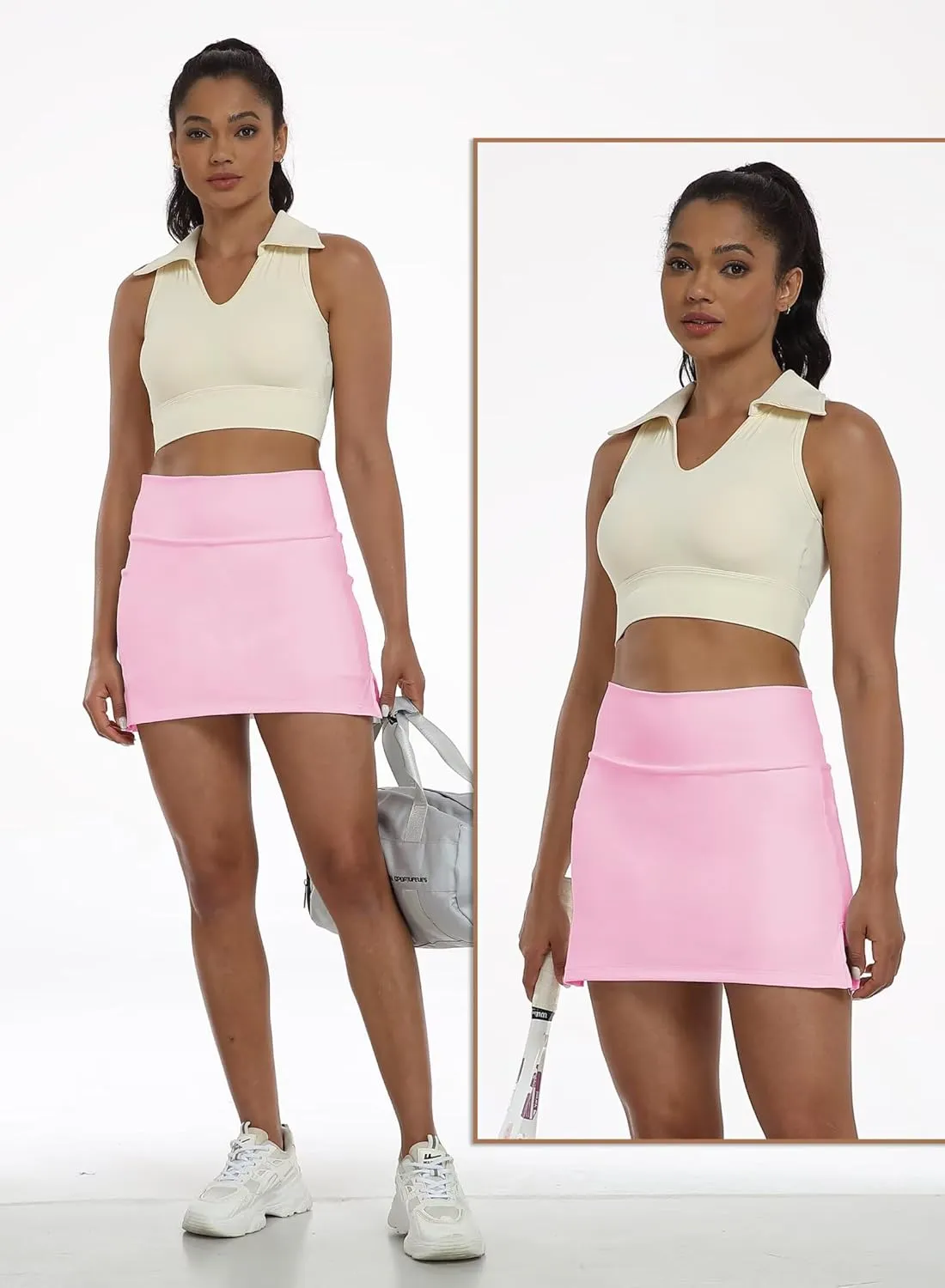 Women's High Waisted A-Line Skirt Mini Athletic Skater Skorts for Women Uniform Skorts with Shorts Pockets