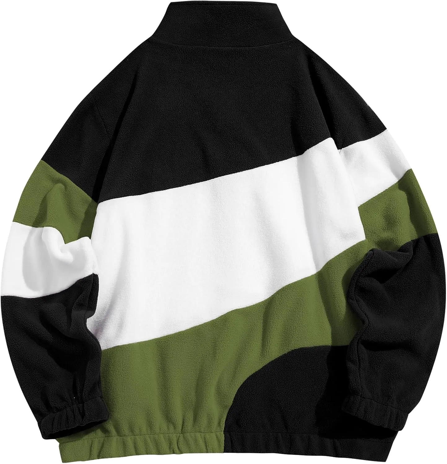 ZAFUL Men's Casual Colorblock Sherpa Jacket Long Sleeve Full-Zip Teddy Coat Retro Style Fleece Shacket with Pockets
