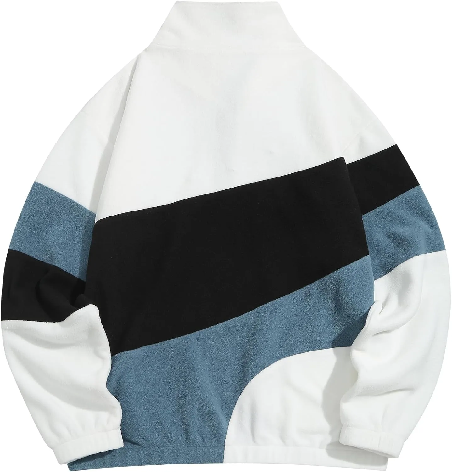 ZAFUL Men's Casual Colorblock Sherpa Jacket Long Sleeve Full-Zip Teddy Coat Retro Style Fleece Shacket with Pockets