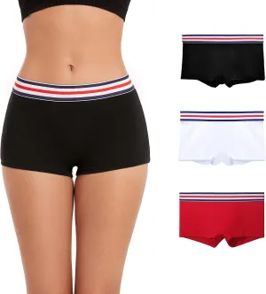 ZLYC Women's Cotton Sporty Boy Shorts Panties Breathable Stretch Workout Underwear Boxers